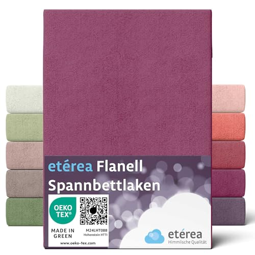 ETÉREA Flanell Spannbettlaken 180x200cm - 200x200-100% Baumwolle - Bettlaken Spannbetttuch 180x200cm - 200x200 - Bed Sheets Matratzenbezug - Biber Spannbettlaken Baumwolle - OEKOTEX - Bordeaux