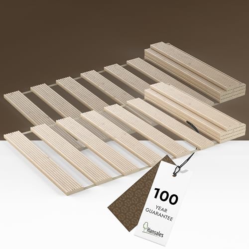 Hansales Rollrost 140x200cm (70x200 2St) aus Holzlatten, Bettrost belastbar bis 450kg Hochwertiger Lattenrost aus massivem Fichtenholz FSC® Rolllattenrost für Doppelbett