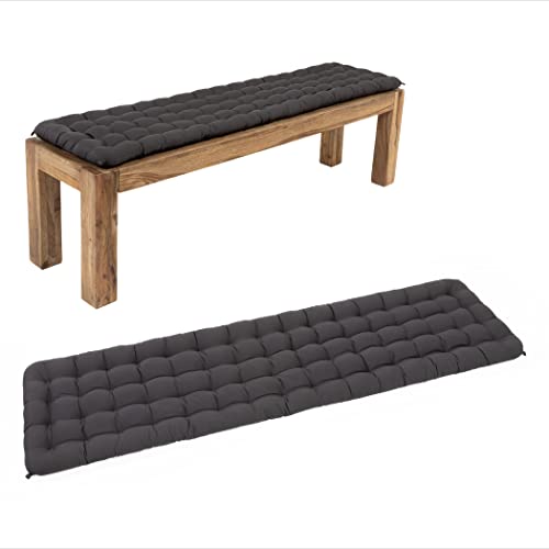 HAVE A SEAT Living - Bankauflage für Sitzbank, Bequemes Sitzpolster - Orthopädische Sitzauflage Bank, Waschbar bis 95°C, Made in Germany (Grau/Anthrazit, 180x40 cm)