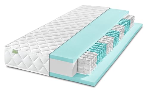 DREAMSTAR Ergo Flex Duo Taschenfederkernmatratze I orthopädische 7-Zonen Matratze I 17 cm hoch I Öko-Tex Zertifiziert I Härtegrad 2 (H2) 0-80 kg und Härtegrad 3 (H3) 80-100 kg | 140 x 200 cm