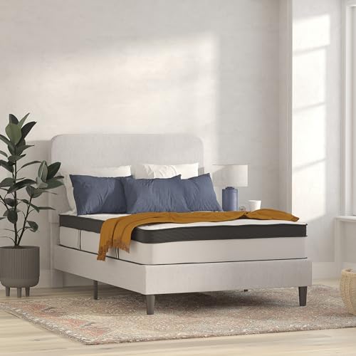 Flash Furniture Hybrid-Taschenfederkernmatratze – Mittelfeste Schaumstoff Matratze für erholsamen Schlaf – Hochwertige Matratze in Doppelgröße – 140 x 190 x 30 cm – Weiß