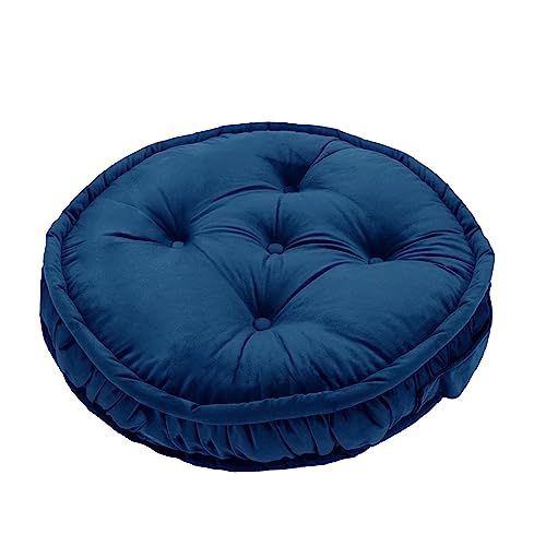 Dekorist Bodenkissen, Cozy Sitzkissen Boden, Dekorative Boden Kissen Rund, Weich Dicker Stuhlkissen, Meditationskissen, Yogakissen, Ibiza, 12cm höhe, 56 cm, Indigo Blau