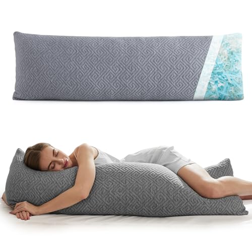 NOFFA Seitenschläferkissen 48 x 137 cm Langes Kissen für Seitenschläfer mit Zerkleinerter Memory Foam Schwangerschaftskissen Viskoelastischer Schaum Body Pillow mit Bezug, Füllung Verstellbar