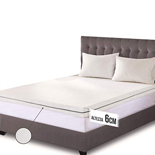 Topper Memory Foam für Doppelbett, belüftet, Matratzenauflage 6 cm, Matratzenauflage mit abnehmbarem Bezug, antibakteriell und antimykotisch, 130 x 200 cm