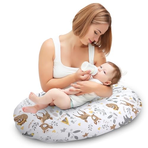 Totsy Baby Seitenschläferkissen 165 x 70 cm Komfortkissen Baumwolle - Schlafkissen mit Bezug Seitenschläfer Kissen Body Pillow mit Reißverschluss Hirsch