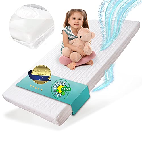Alcube Kindermatratze 90 x 200 cm für Kinderbett mit Spannbettlaken punktelastischer Kaltschaum Kinder und Jugend Schaumkernmatratze 200 x 90 cm, waschbarer Bezug