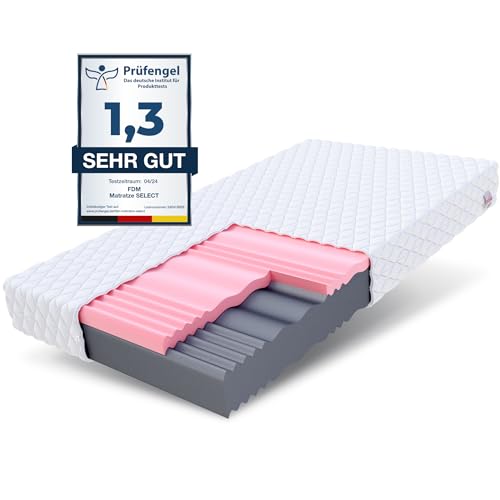 FDM Select MAX Double Matratze 140x200 cm Kaltschaum Höhe 24 cm Härtegrad H3 und H4 Visco-Schaum Öko-Tex Allergikergeeignet Jersey Bezug Waschbar