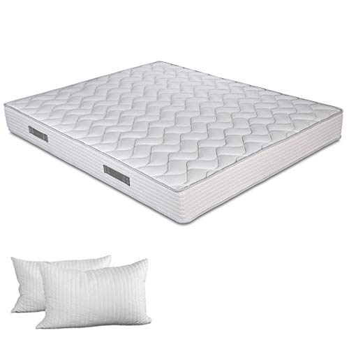 Evergreenweb Waterfoam-Matratze, 20 cm, orthopädisch, Bezug mit Massageeffekt, atmungsaktiv, milbendicht, ideal für Lattenrost oder Bett, Modell Fashion 140x190 + 2 Cuscini Memory Foam