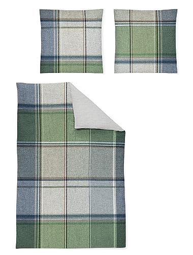 Irisette Flausch-Cotton Bettwäsche Zobel 8877-30 grün 135x200 cm + 80 x 80 cm