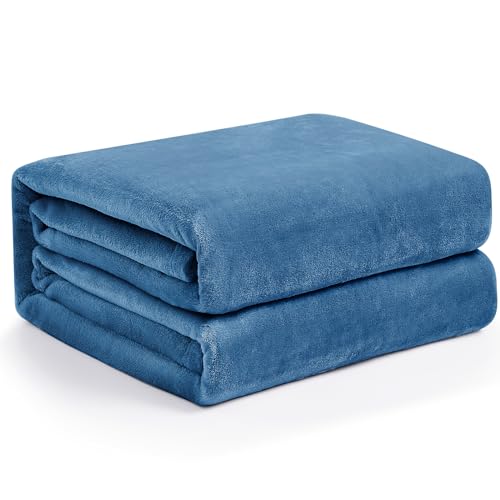 EHEYCIGA Kuscheldecke flauschig, weiche warme Fleecedecke 150x200 als Decke Sofa, Wohndecke oder Couchdecke überwurf, Dunst Blau