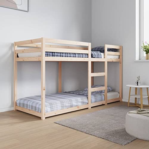 Hommdiy Etagenbett Stockbett für begrenzte Platzverhältnisse, Hochbett mit Leitplanken, Bett Bettgestell Bettrahmen, 75x190 cm Massivholz Kiefer