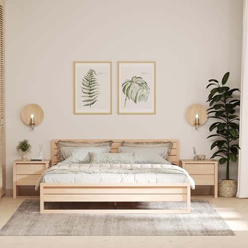 Holzbett Graatsia 160x200 ohne Rollrost, Hölzernes Kopfteil, Erwachsenenbett, einfach zu montieren, Skandinavischer Stil