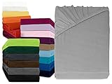 npluseins klassisches Jersey Spannbetttuch - erhältlich in 34 modernen Farben und 6 verschiedenen Größen - 100% Baumwolle, 120 x 200 cm, Silber
