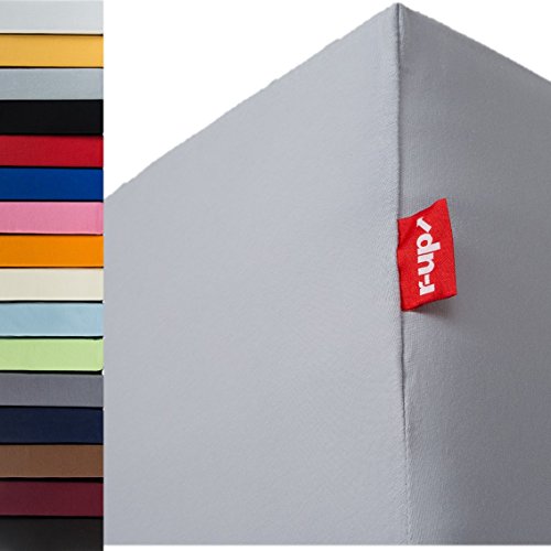 r-up Beste Spannbettlaken 140x200-160x220 bis 35cm Höhe viele Farben 95% Baumwolle / 5% Elasthan 230g/m² OEKO-TEX stressfrei auch bei 160cm Breite (Silbergrau)