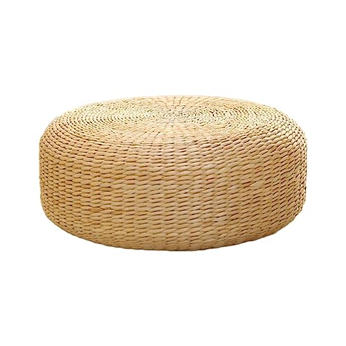 LOVIVER Rattan-Bodenkissen, Japanischer Stil, Tatami-Sitzkissen Rund, Handgewebtes Futon-Sitzkissen, Yogakissen, Heimdekoration für Schlafzimmer, Balkon, 40cm Durchmesser