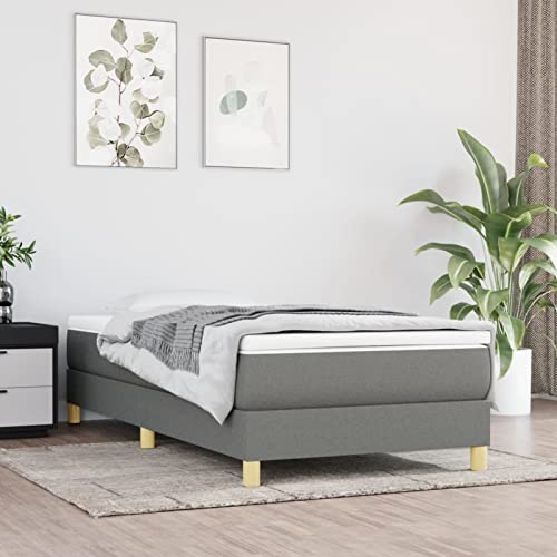 Homgoday Boxspringbett Bett Bettgestell Polsterbett Lattenrahmen Einzelbett | Doppelbett Rahmenbettgestell Bettrahmen ohne kopfteil Bett für Schlafzimmer Dunkelgrau 80x200 cm Stoff