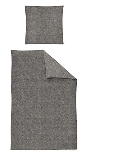 Irisette Flausch-Cotton Bettwäsche Set Mink 8835 grau 240 x 220 cm + 2 x Kissenbezug 80 x 80 cm