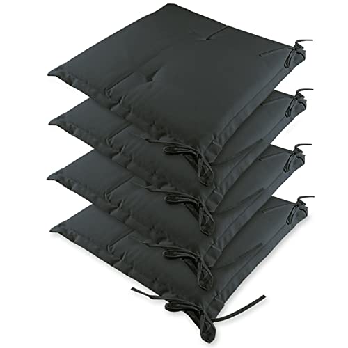 DETEX® 4er Set Sitzkissen Sydney Outdoor Wasserabweisend 41x37 cm Stuhlkissen Sitzauflage Auflage Gartenstuhl Anthrazit