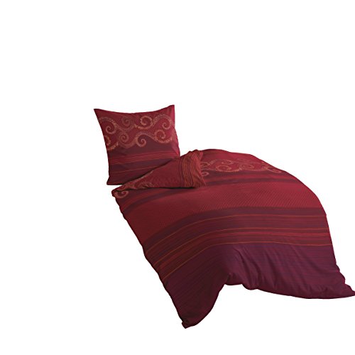 Bierbaum Bettwäsche 4429, Mako-Satin, Designed in Germany, rot 04, 135x200 + 80x80 cm