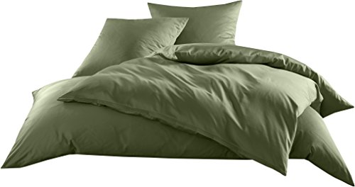 Mako-Satin Baumwollsatin Bettwäsche Uni einfarbig zum Kombinieren (Bettbezug 240 cm x 220 cm, Dunkelgrün) viele Farben & Größen