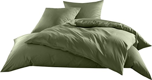 Mako-Satin Baumwollsatin Bettwäsche Uni einfarbig zum Kombinieren (Bettbezug 135 cm x 200 cm, Dunkelgrün) viele Farben & Größen