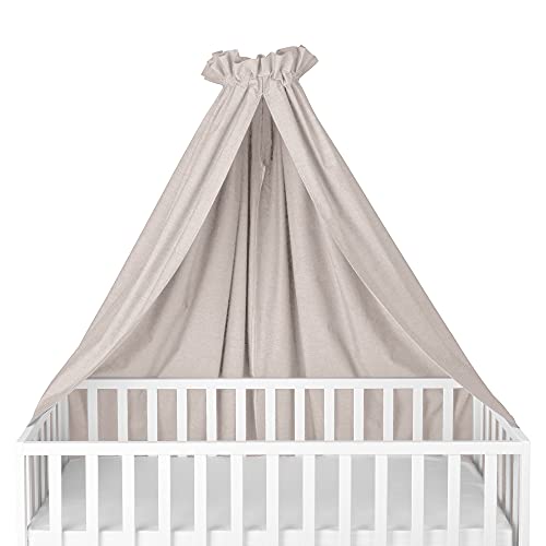 Sugarapple Himmel für Babybett, Gitterbett, Laufstall oder Laufgitter | 100% Baumwolle Öko Tex Standard | Aus Deutschland | Groß, seitlich quer verwendbar, 280x170 (BxH) cm | Uni Beige