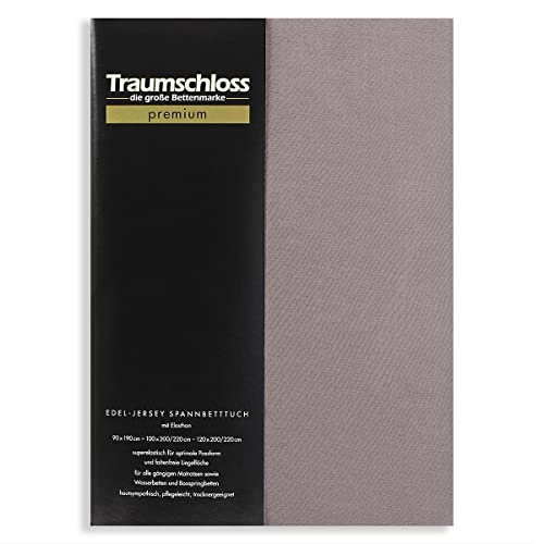 Traumschloss Spannbetttuch »Premium« Mako Baumwolle mit Elasthan | Edel-Jersey | samtweich & angenehm zur Haut | grau | 180-200x200-220cm