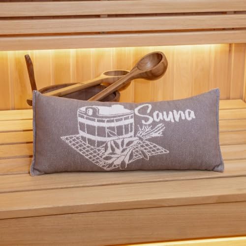 Ger3as Saunakissen Reisekissen, Baumwolle 100% Saunakissen, 50 x 22 cm Sauna Kopfkissen (Hellgrau/Weiß)