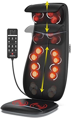 RENPHO Rückenmassagegerät, Shiatsu Massageauflage mit Wärmefunktion und Vibrationsfunktion, Höhenverstellbarer und S-förmiges Massagesitzauflage, Elektrisches Massagegerät für Nacken Rücken Gesäß
