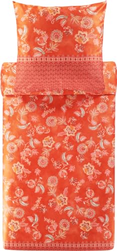 Bassetti CHIAIA Bettwäsche + 2 Kissenhüllen aus 100% Baumwollsatin in der Farbe Tangerine R1, Maße: 240x220 + 2 K 80x80 cm - 9329123