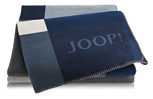 Joop!® Mosaic Kuscheldecke I samt-weiche Wohn-Decke in Navy-Silber I Sofadecke aus Baumwollmischgewebe | Tagesdecke 150x200cm | nachhaltig produziert in Deutschland I Öko-Tex Standard 100