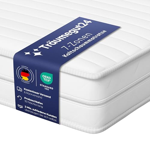 Träumegut24 AquaFlex 7-Zonen Matratze 100x200 cm | H2&H3 | Ergonomische Kaltschaummatratze | Hypoallergen & Antibakteriell | Bezug abnehmbar & waschbar | Oeko-TEX® | (16cm, 100 x 200 cm)