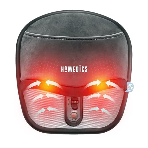 HoMedics Fußmassagegerät Beheizt - Fußwärmer mit Luftkompressionsmassage und Gel-Technologie, Gezieltes Shiatsu-Massagegerät mit Wärmefunktion, 3 Intensitätsstufen, Kneten Rollen, revitalisierend