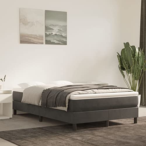 Homgoday Boxspringbett Bettgestell Bett Polsterbett Einzelbett | Doppelbett Rahmenbettgestell Lattenrost Bettrahmen ohne kopfteil Bett für Schlafzimmer Dunkelgrau 120x200 cm Samt