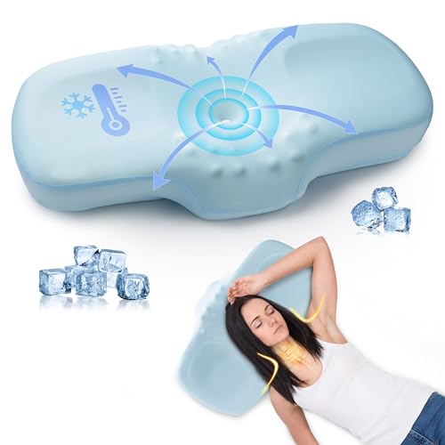 Mastery Mart Memory Foam Kissen kühlendes kopfkissen Verstellbares gegen Nackenschmerzen, Kühles Zervikalkissen für Seiten, Rücken und Bauchschläfer, Orthopädisches Nackenstützkissen - 63x40cm