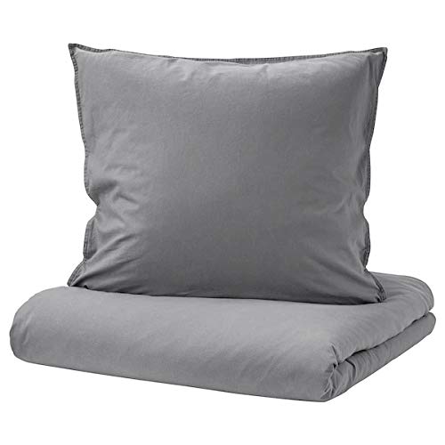 Ängslilja IKEA Bettwäsche Set grau - Verschiedene Größen - Druckknöpfe - 100% Baumwolle (140 x 200 cm)