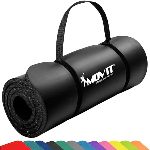 MOVIT Gymnastikmatte, hautfreundlich und phthalatfrei, in 3 Größen und 12 Farben - Auswahl: 190cm x 100cm x 1,5cm in schwarz