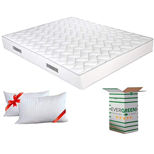 EVERGREENWEB - Orthopädische Waterfoam Matratze 170x190 Hoch 20 cm + 2 VISCOSCHAUM Kissen KOSTENLOS aus Memory Foam Flocken, Atmungsaktiv, Hypoallergen, Ergonomisch, 100% Made in Italy | Fashion