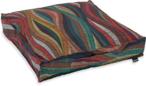 HOCK Peggy Multicolour Outdoor Kissen inkl. Füllung und Sitzkissen mit Biese bunt Design wasserabweisend/lichtecht (6-7) für den Garten (Matratzenkissen 50x50x10cm, bunt Design)