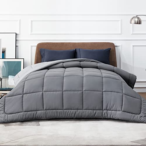 BEDSURE Bettdecke 200x200cm - Ganzjahresdecke Wende-Steppdecke - Oeko-TEX Zertifiziert 300 GSM 4 Jahreszeiten Bettdecke 200x220cm Grau, Weiche Warm 100% Polyester Schlafdecke für Allergiker