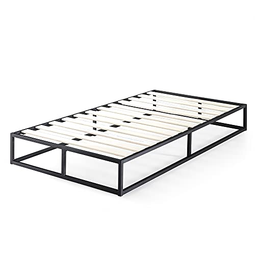 Zinus Joseph Bett 100x200 cm - Höhe 25 cm mit Stauraum unter dem Bett - Metall-Plattform-Bettgestell mit Holzlattenrost - Schwarz