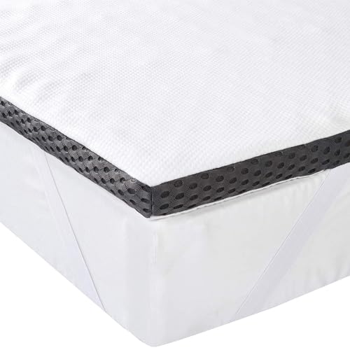 Amazon Basics - Matratzen Topper 150 x 200, 4 cm Höhe Memoryschaum Matratzenauflage mit Bändern, weiß