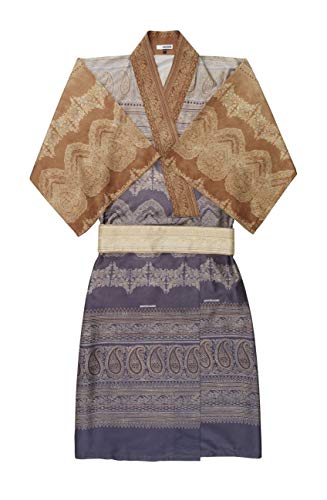 Bassetti BRUNELLESCHI Kimono aus 100% Baumwollsatin in der Farbe Grau v.G6, Größe: L-XL - 9286006
