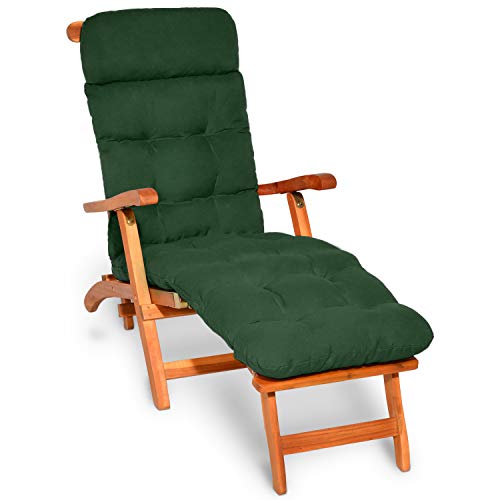 Beautissu Auflage für Deckchair Flair DC 200x50x8cm Liege-Stuhl Polster-Auflage mit Schaumflockenfüllung Dunkelgrün