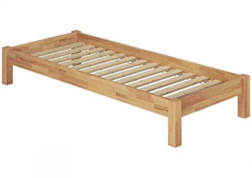 Erst-Holz® Einzelbett in Überlänge 120x220 Buche-Bettgestell mit Rollrost 60.84-12-220