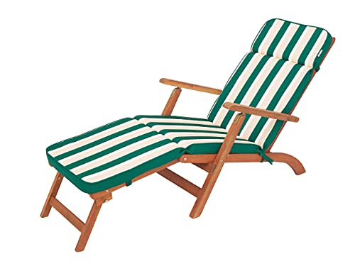 Bjird® Liegenauflage, Auflage für Gartenliege 178 x 47 x 5 cm, Auflagen für Deckchair, Polsterauflage für Sonnenliege, Kissen für Liegestuhl - Grün mit Beigen Streifen