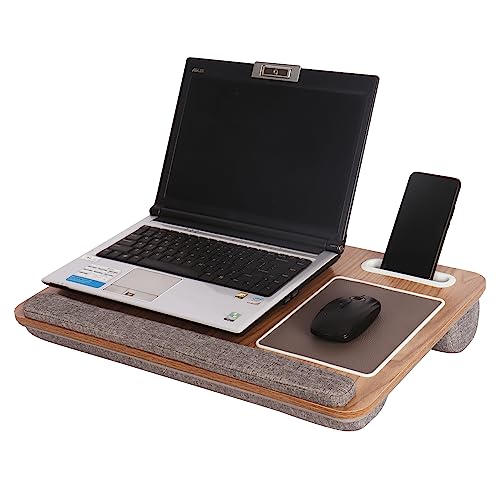 YULUKIA Laptopunterlage für Bett mit Mausunterlage & Handgelenkauflage, Multifunktionales Laptop Kissen für max. 17 Zoll Notebook, mit Telefonhalter und Mauspad