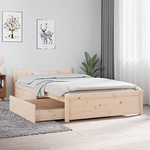 SECOLI Bett mit schubladen 90 x 190 Stauraumbett Bett 90x190 cm jugendbett Massivholzbett Bettgestell mit Lattenrost Bettrahmen mit Stauraum