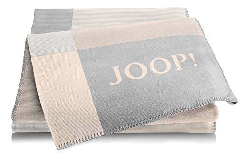 Joop!® Mosaic Kuscheldecke I samt-weiche Wohn-Decke in Sand-Rauch I Sofadecke aus Baumwollmischgewebe | Tagesdecke 150x200cm | nachhaltig produziert in Deutschland I Öko-Tex Standard 100