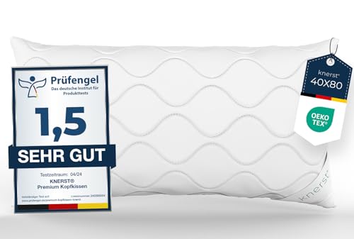 KNERST® Kopfkissen 40x80 cm für erholsamen Schlaf - Stützendes Kopfkissen Nackenschmerzen - Kissen 40x80 Allergiker geeignet - Schlafkissen waschbar bis 95°C